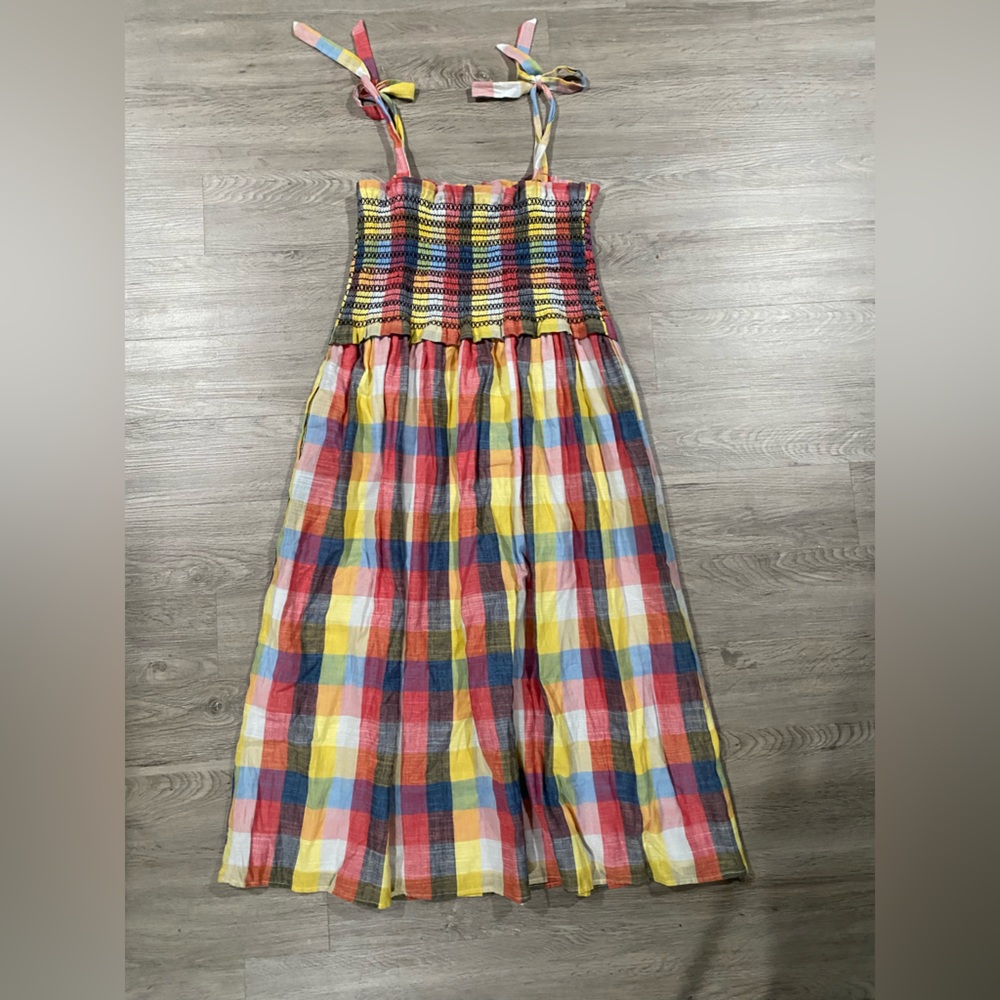 Anthropologie Corey Lynn Calter Colorful Plaid Sundress with‎ Yellow Bag - Picture 5 of 6